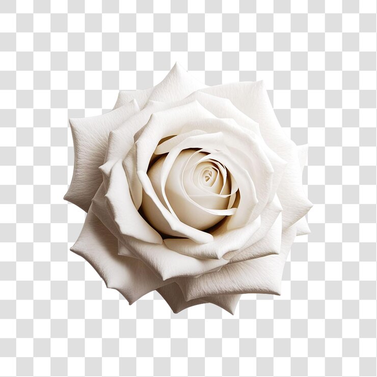 Una rosa blanca en plena floración aislada sobre un fondo transparente