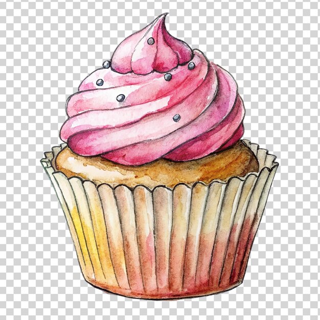 PSD rosa cupcake-kunst, isoliert auf durchsichtigem hintergrund