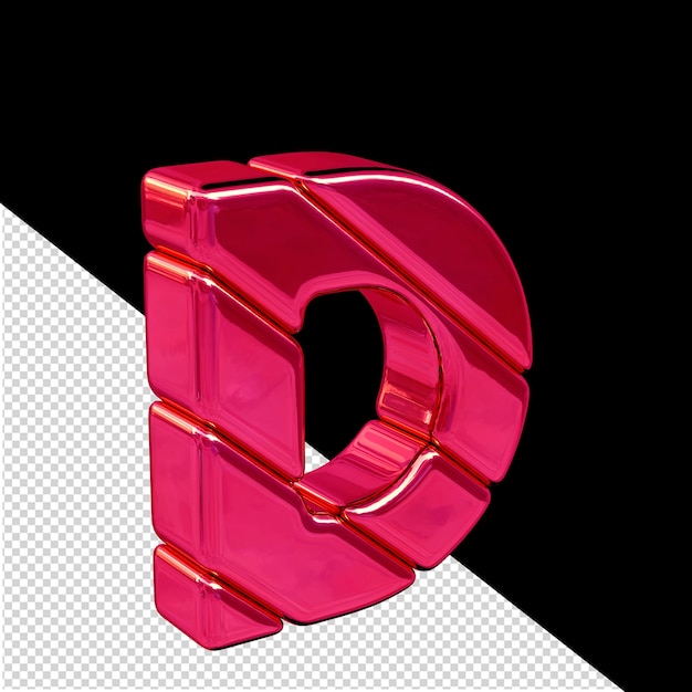 PSD rosa diagonaler block 3d-symbolansicht von links buchstabe d