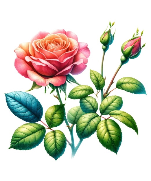 PSD rosa flor aquarela