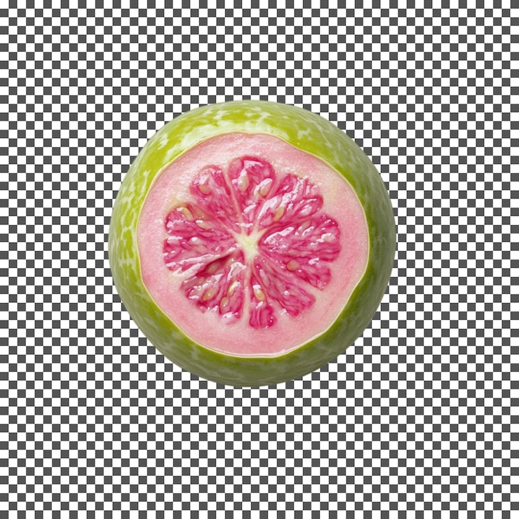 PSD rosa guava-fruchtscheibe, isoliert auf durchsichtigem hintergrund