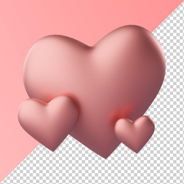 Rosa Herz-Liebes-Form-isoliertes transparentes 3D-Rendering