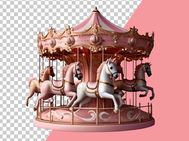 PSD rosa karussell mit niedlichen pferden