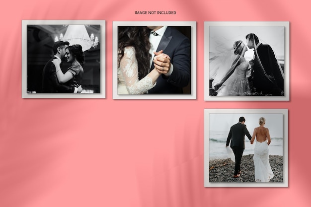 Rosa minimalistischer Schattenüberlagerungsfotorahmen Polaroid Mockup Premium PSD