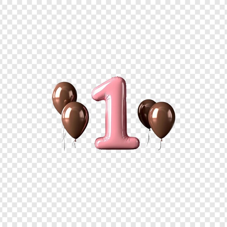 PSD rosa número 1 con bolas de chocolate