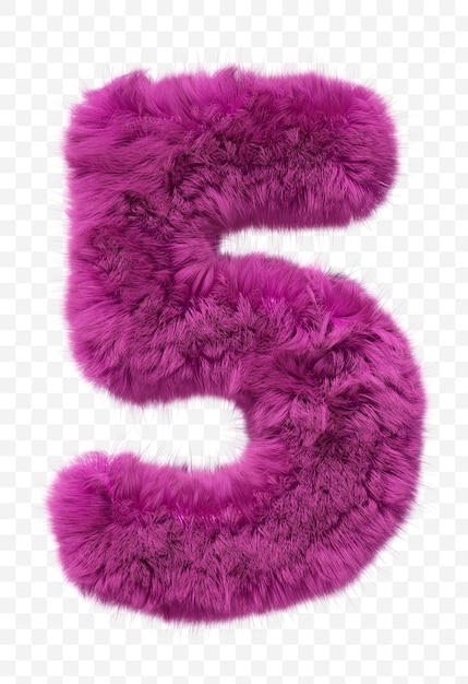 rosa pelz alphabet pelzige nummer 5 isoliert