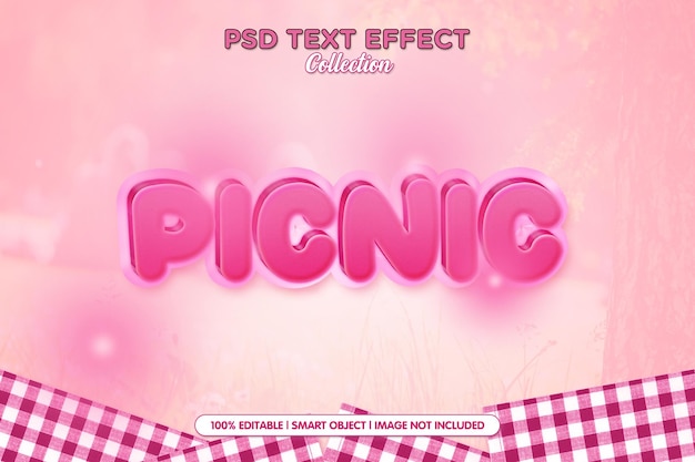 PSD rosa picknick-text-effekt