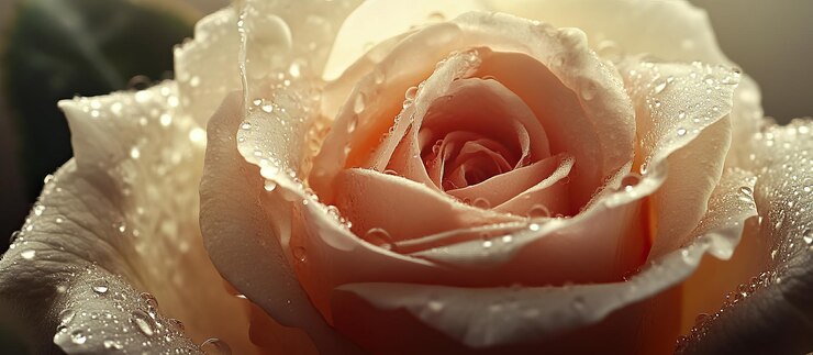 PSD la rosa de rocío en la cálida luz