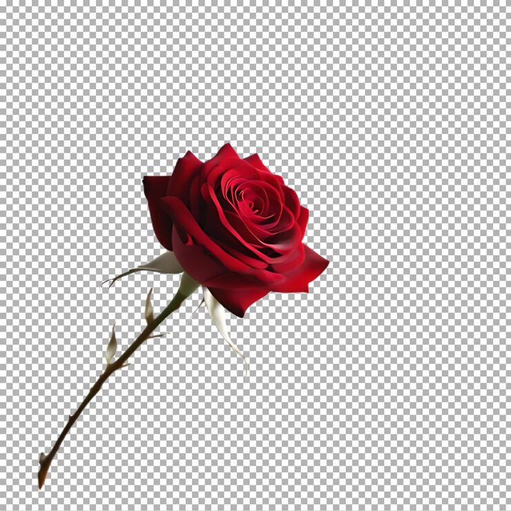 PSD una rosa roja se coloca sobre un fondo blanco
