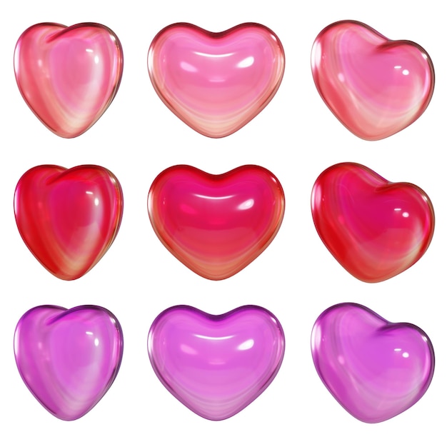 rosa rojo púrpura color corazón 3D holograma iridescente gráfico