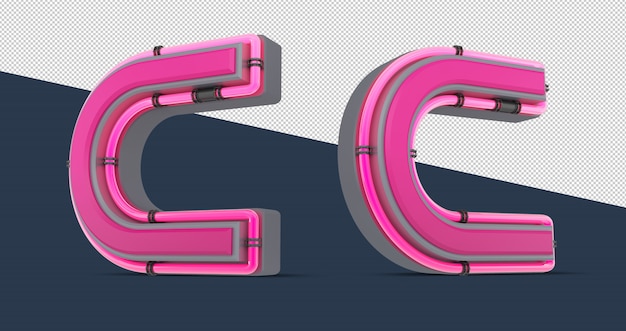 PSD rosa rosa alphabet mit neonlicht