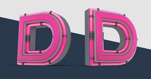 PSD rosa rosa alphabet mit neonlicht