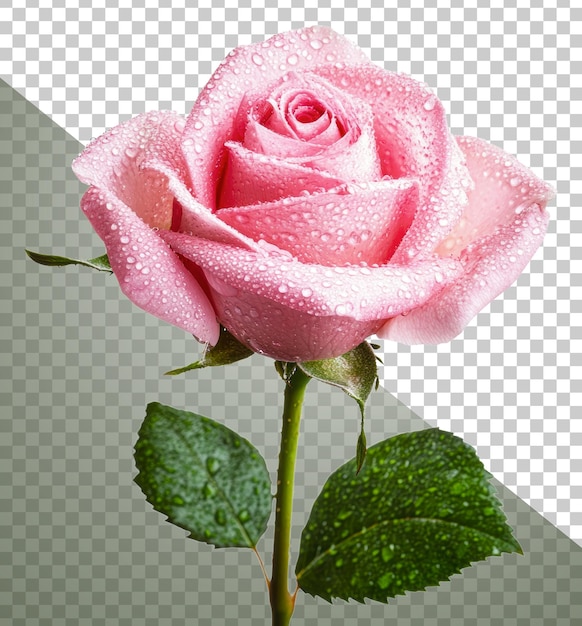 Rosa rosa fresca con gocce d'acqua sui suoi petali tagliati png