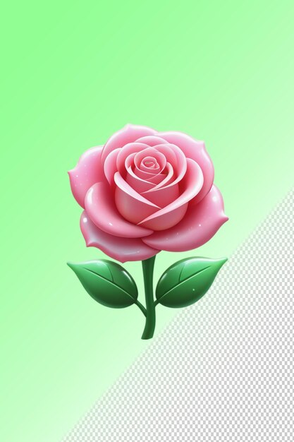 PSD una rosa rosa con hojas verdes y un fondo verde