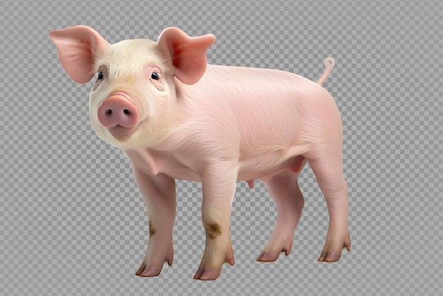 PSD rosa schwein isoliert auf transparentem hintergrund seitenansicht süßes schwein png generative ki