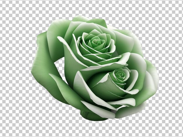 Rosa verde en 3d con fondo blanco