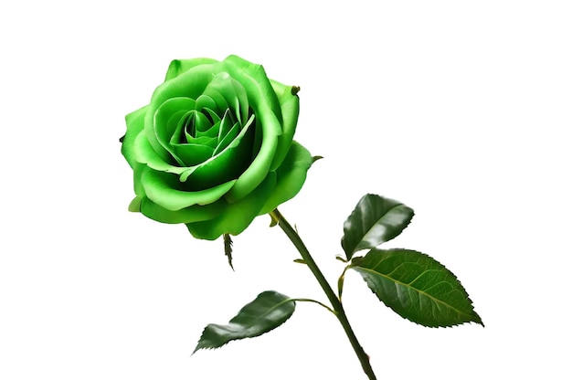 PSD una rosa verde con un fondo transparente de hoja verde