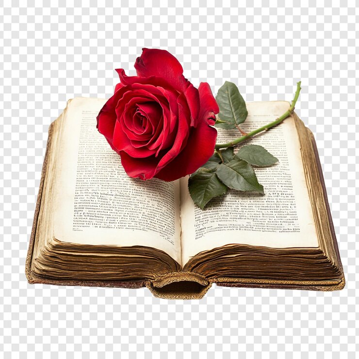 PSD rosa vermelha no livro aberto