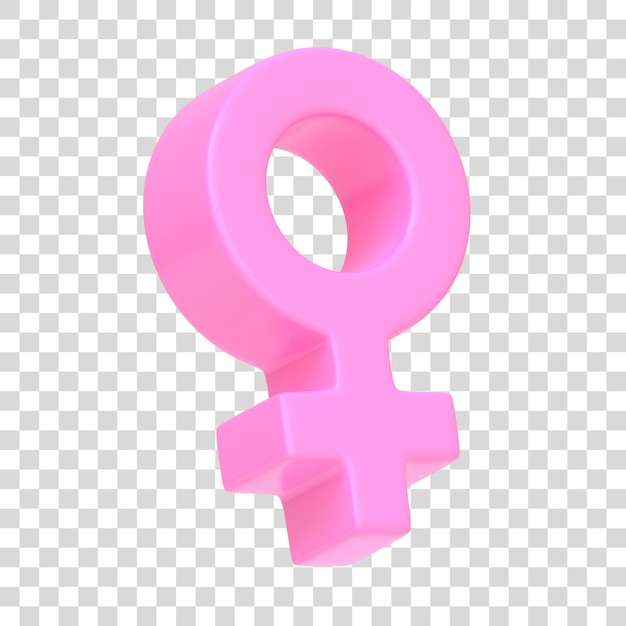 PSD rosafarbenes frauensymbol isoliert auf weißem hintergrund cartoon-symbolzeichen und symbol 3d-renderdarstellung