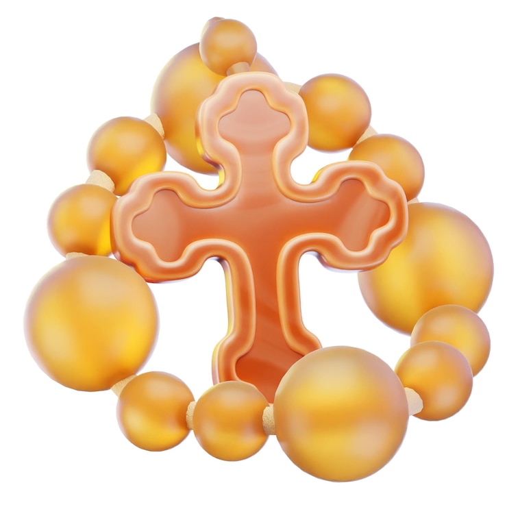 PSD el rosario 3d representa el icono de la ilustración de pascua