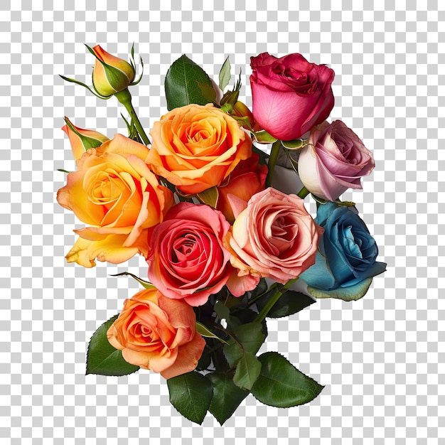 Rosas coloridas florescem lindos arranjos de buquê de plantas