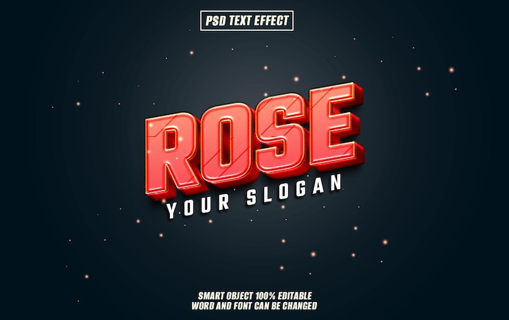 PSD rosas fuente de efecto de texto tipografía editable texto 3d