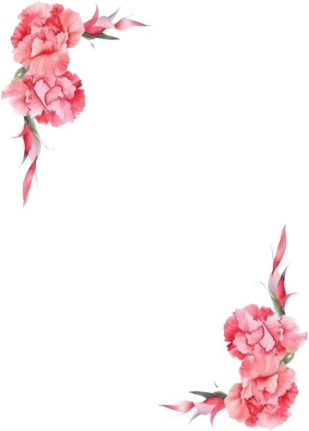 Rosas rosas acuarela marco de esquina diseño botánico