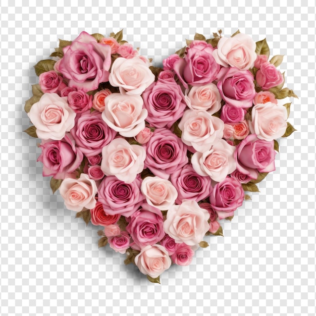 PSD rosas rosas en forma de corazón sobre un fondo transparente en formato psd.