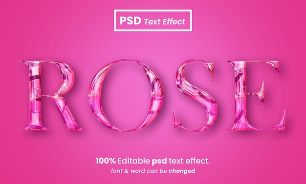 Rose 3d editable psd rosa efecto de texto