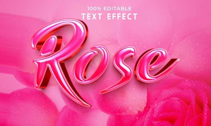 PSD rose 3d-editierbare text-effekt-stilvorlage