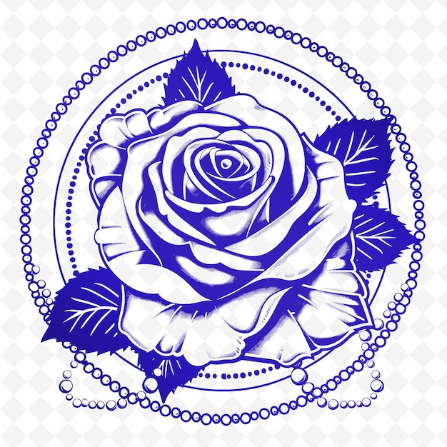 PSD une rose bleue avec un fond blanc avec une fleur bleue