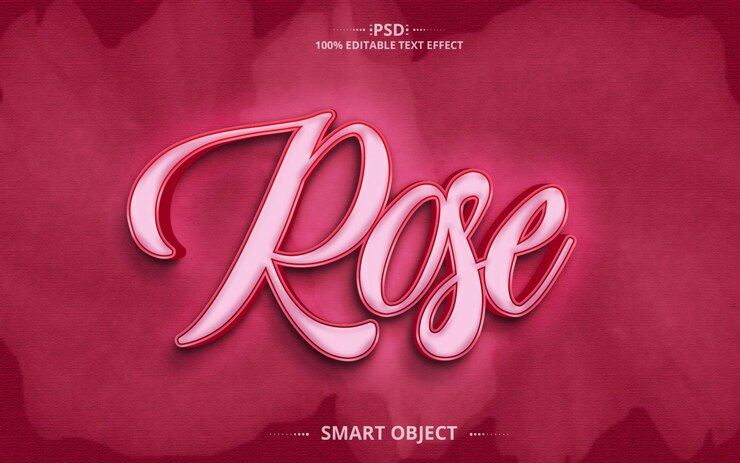 PSD rose creative mejor diseño de efectos de texto psd