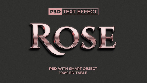 Rose Effet De Texte 3d Style Doré. Effet De Texte Modifiable.