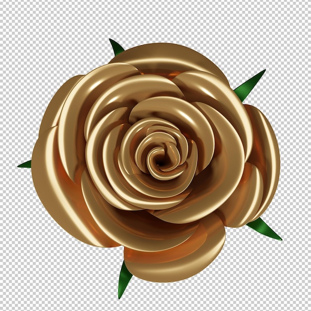 Rose d'or en rendu 3d isolé