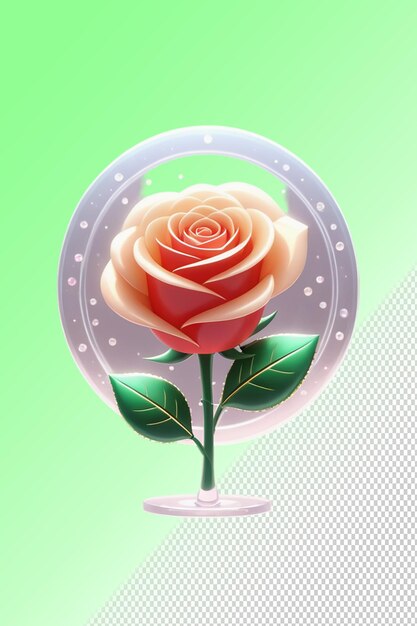 PSD une rose rose dans un vase en verre avec un fond vert