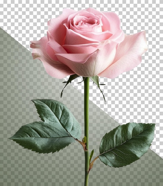 Rose rose avec des feuilles vertes sur un stock blanc découpé png