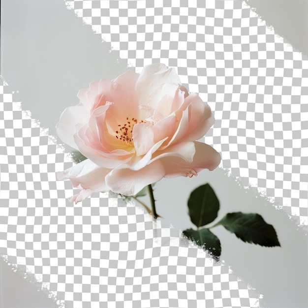 PSD une rose rose avec un fond blanc et une photo en noir et blanc d'une fleur