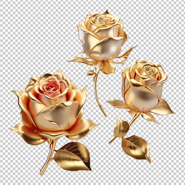 PSD rose set flores artesanato isolado em fundo transparente