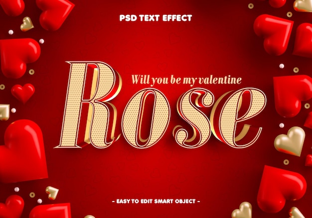 Rose Valentinstag bearbeitbare Texteffekt
