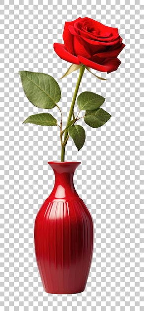 PSD une rose sur un vase isolée sur un fond transparent