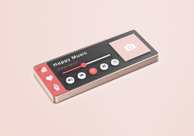 Roségold 3d interface media player mockup