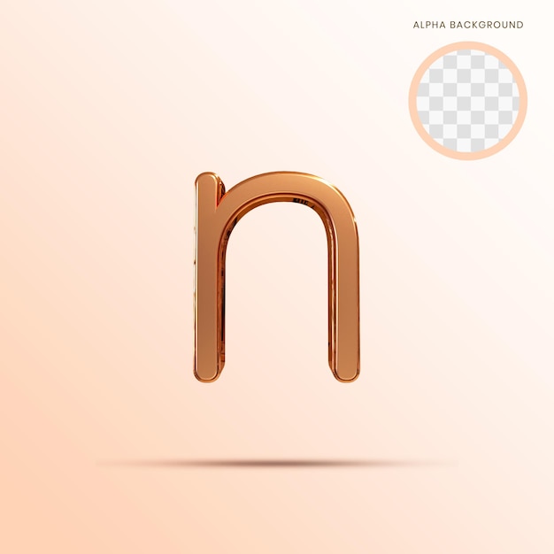 Roségold alphabet kleinbuchstaben n 3d