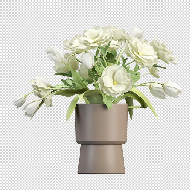 Rosen in Vase in 3D-Rendering isoliert