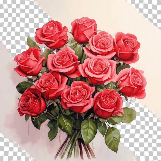 PSD roses rouges sur fond transparent