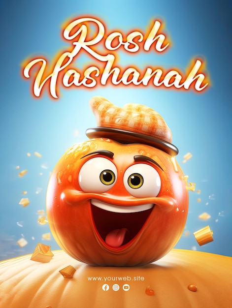 Rosh hashanah saudação mídia social post design com fundo de maçã