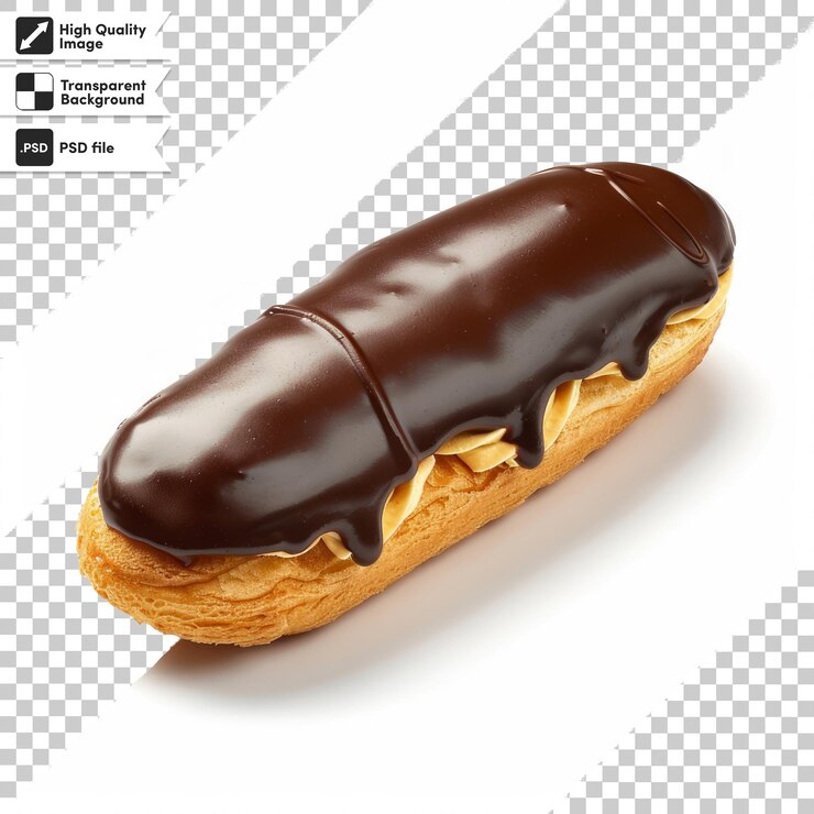 PSD una rosquilla cubierta de chocolate con glaseado de chocolate y una imagen de una rosquillas cubierto de chocolate