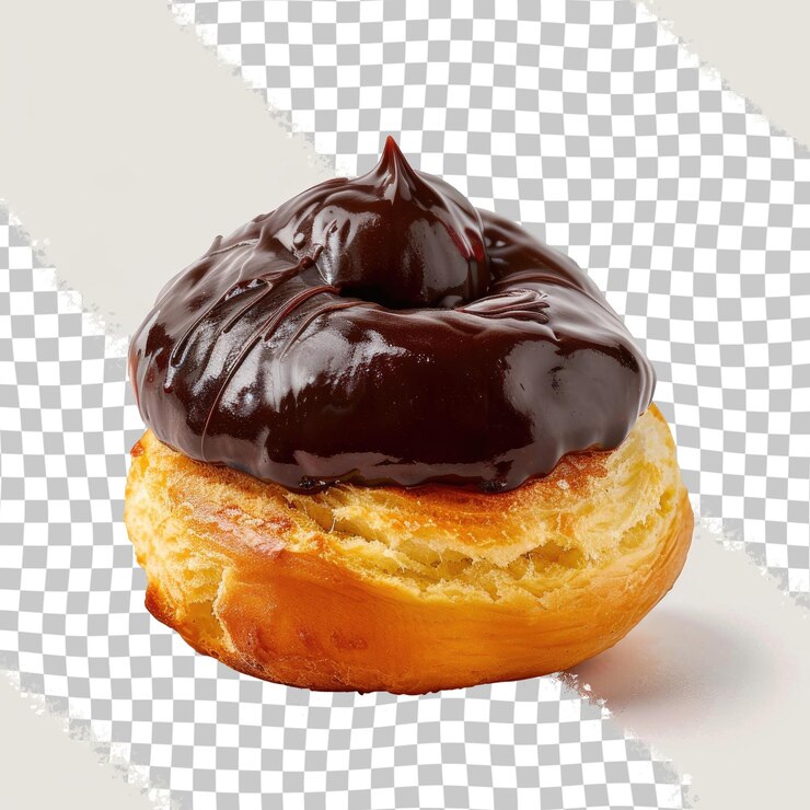 PSD una rosquilla con glaseado de chocolate y un esmaltado de chocolate en la parte inferior