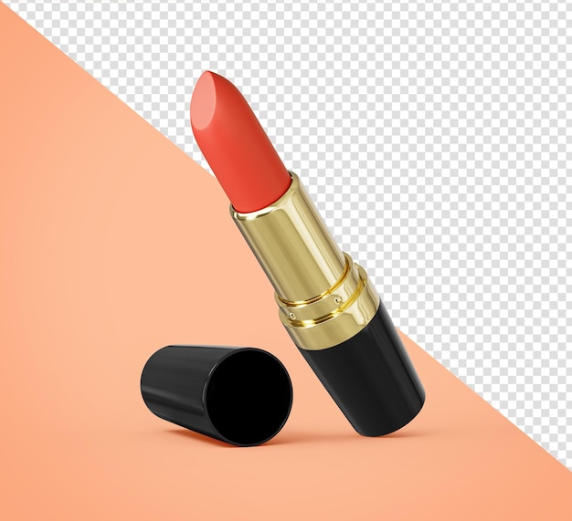Rossetto luminoso su sfondo colorato Illustrazione 3d del prodotto per il trucco professionale