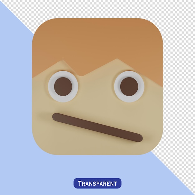 PSD rosto com emoji de boca diagonal em estilo 3d