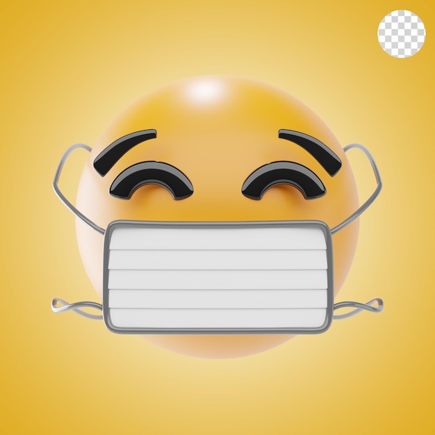 rosto com máscara emoji ícone 3D e ilustração